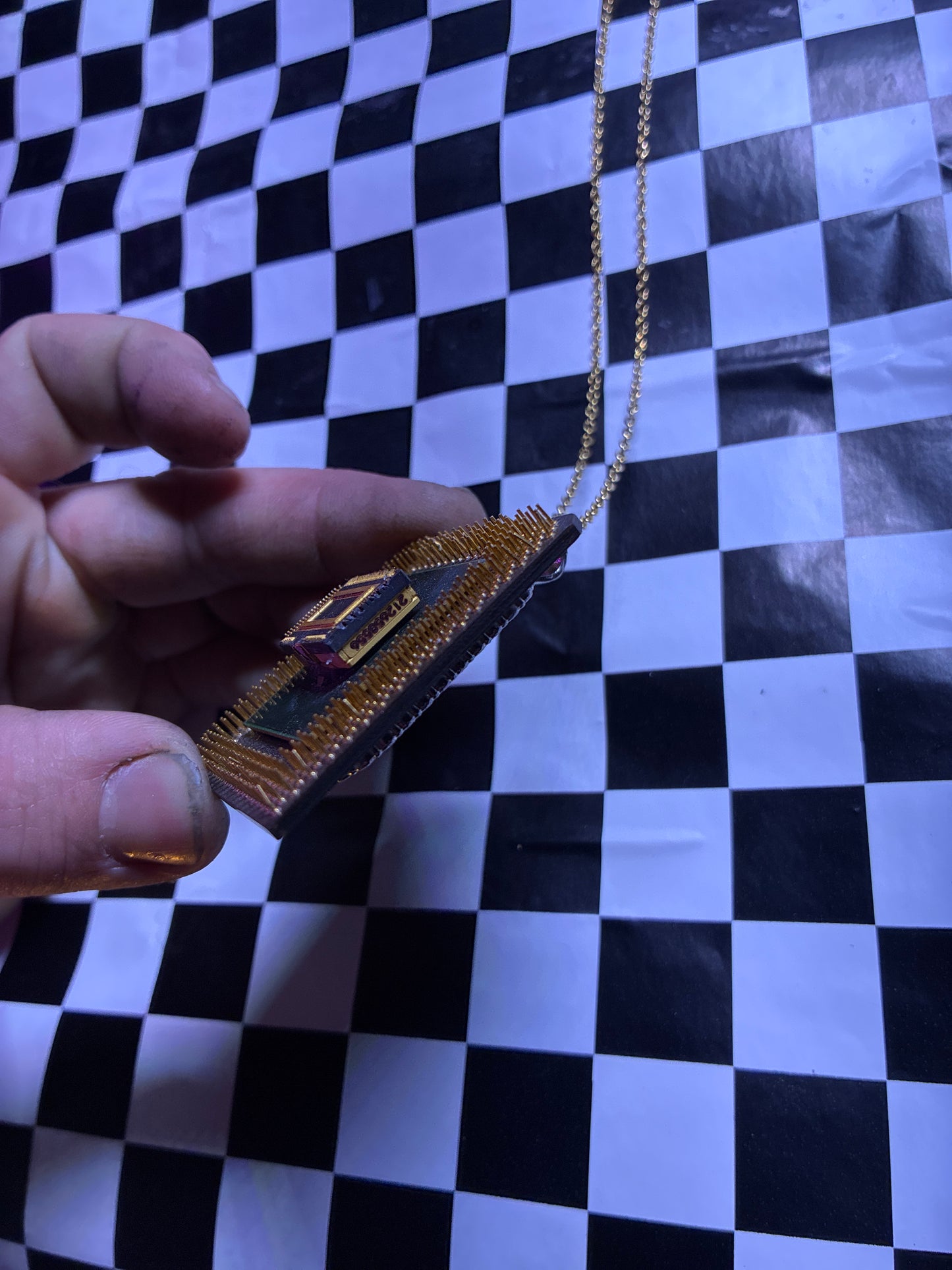 Green magic chip custom pendant